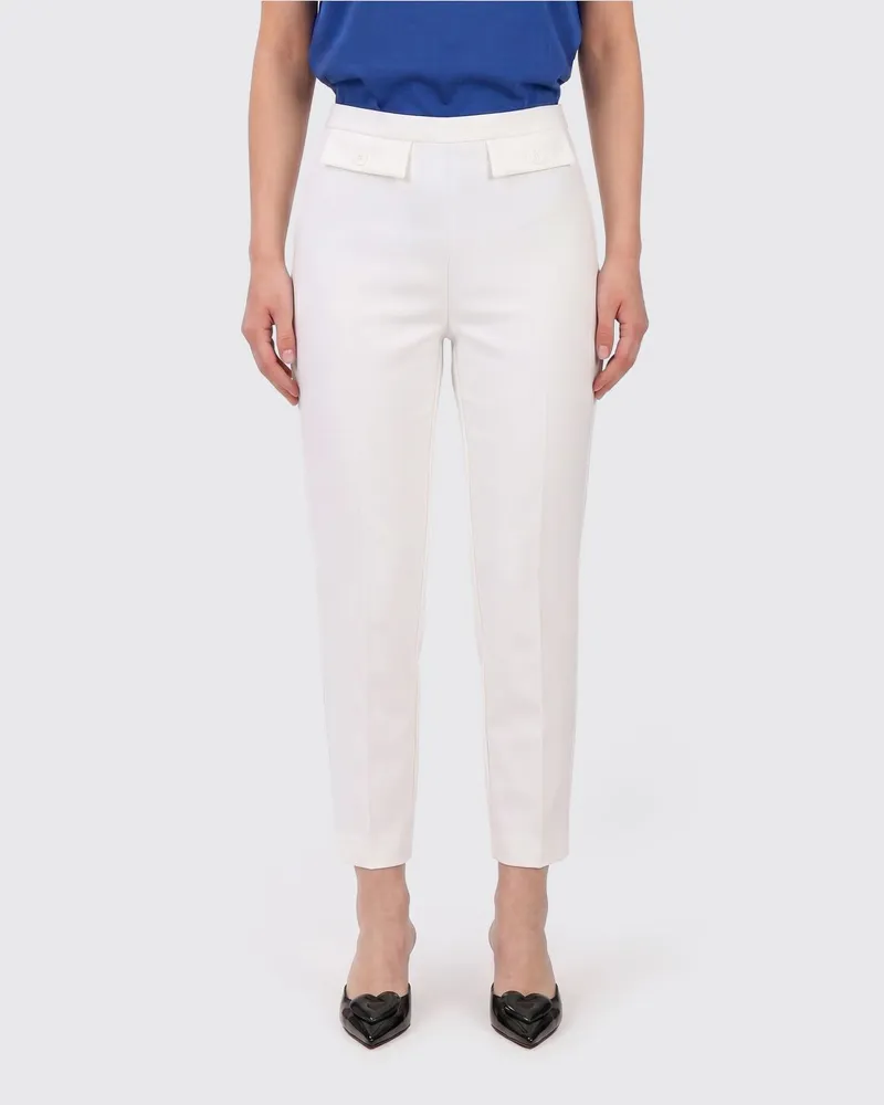 Elisabetta Franchi Slim-Fit-Hose aus Stretch-Crêpe Ivory
