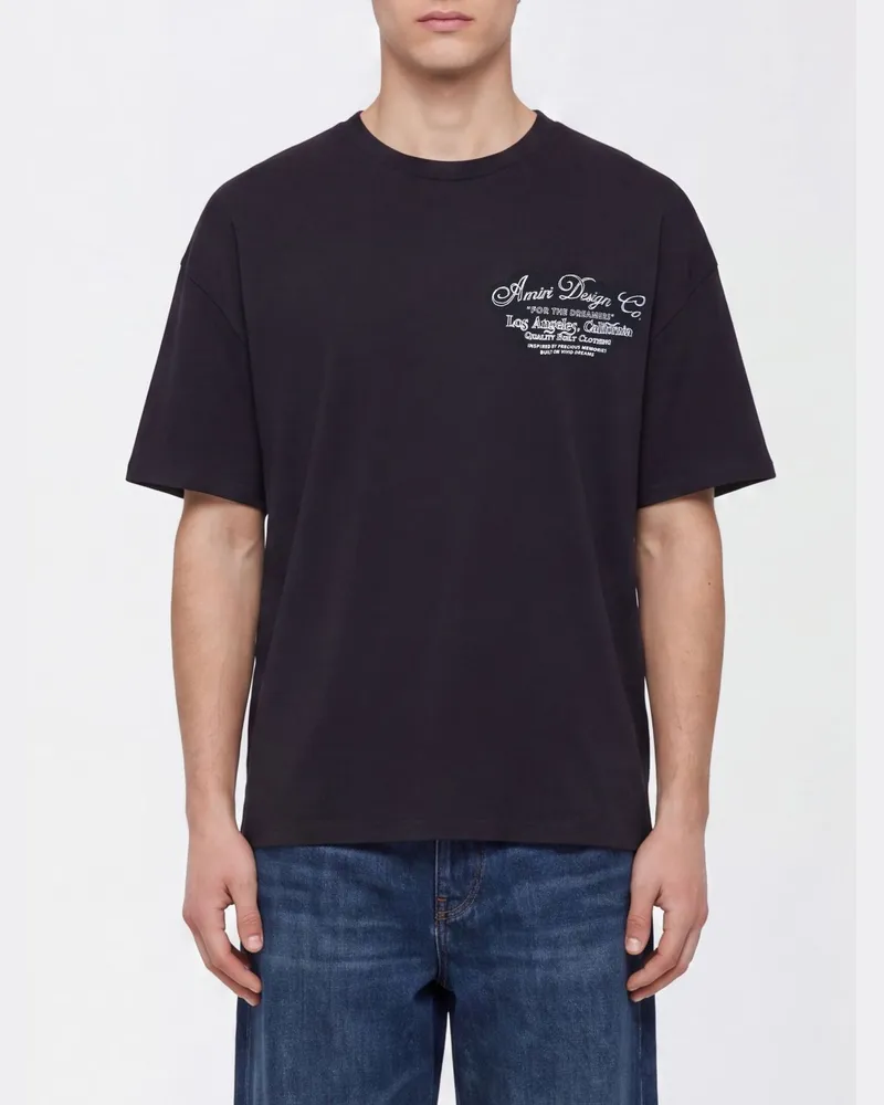 Amiri Rundhals-T-Shirt aus Baumwolle mit kontrastierendem Grafikdruck Schwarz