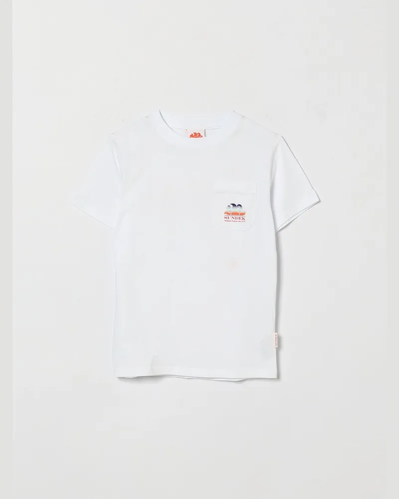 Sundek Kurzarm-T-Shirt für Jungen aus Baumwolle mit aufgedrucktem Logo Weiß
