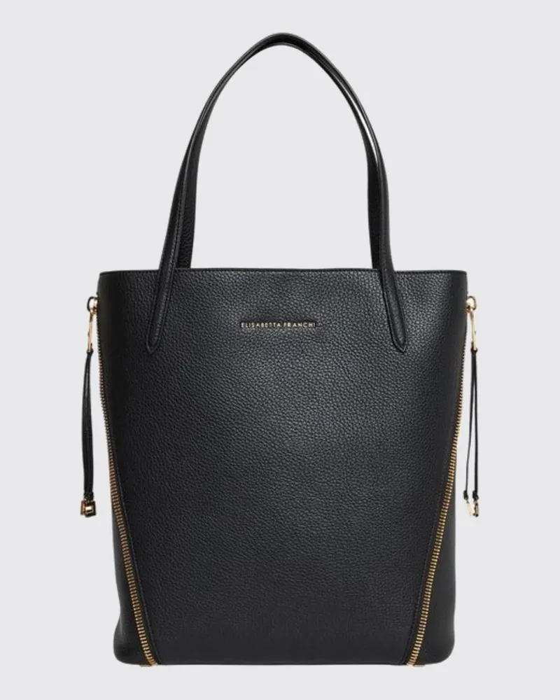 Elisabetta Franchi Schultertasche aus Kunstfaser mit doppeltem Henkel Schwarz
