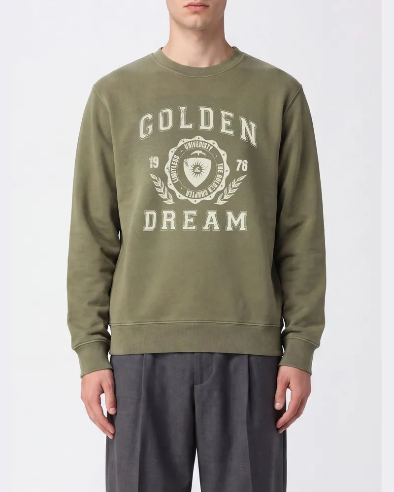Golden Goose Rundhals-Sweatshirt aus Baumwolle mit kontrastierendem Logo Grün