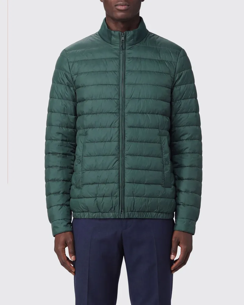Herno Kurze gesteppte Nylon-Daunenjacke mit hohem Kragen und elastischem Saum Grün