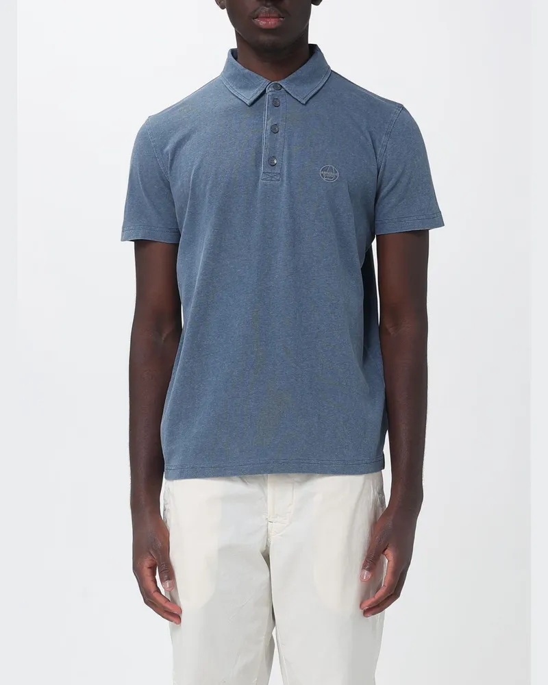 Murphy & Nye Kurzarm-Poloshirt aus Baumwolle mit geripptem Kragen Blau