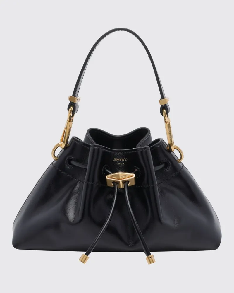 Jimmy Choo Cinch Beuteltasche aus glattem Kalbsleder Schwarz