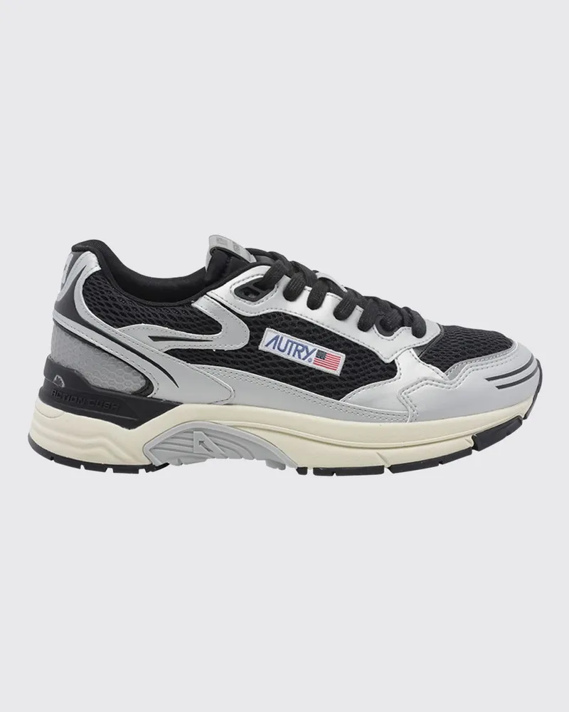 AUTRY Hyperway zweifarbige Low-Top-Sneaker aus Leder und Mesh Grau