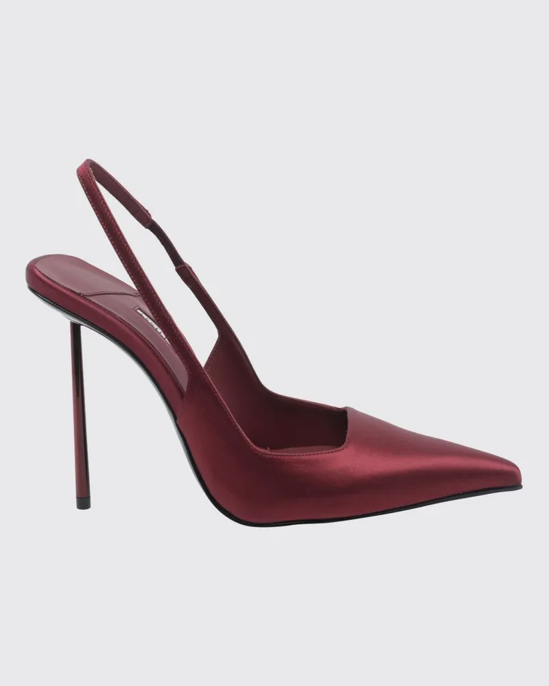 Le Silla Amelia Satin-Slingbacks mit hohem Stiletto-Absatz und mandelförmiger Spitze Rot