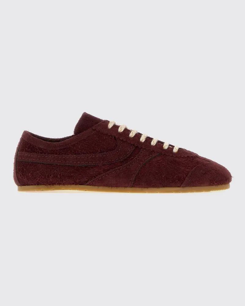Dries van Noten Low-Top-Sneakers aus Kalbsveloursleder mit runder Kappe Braun