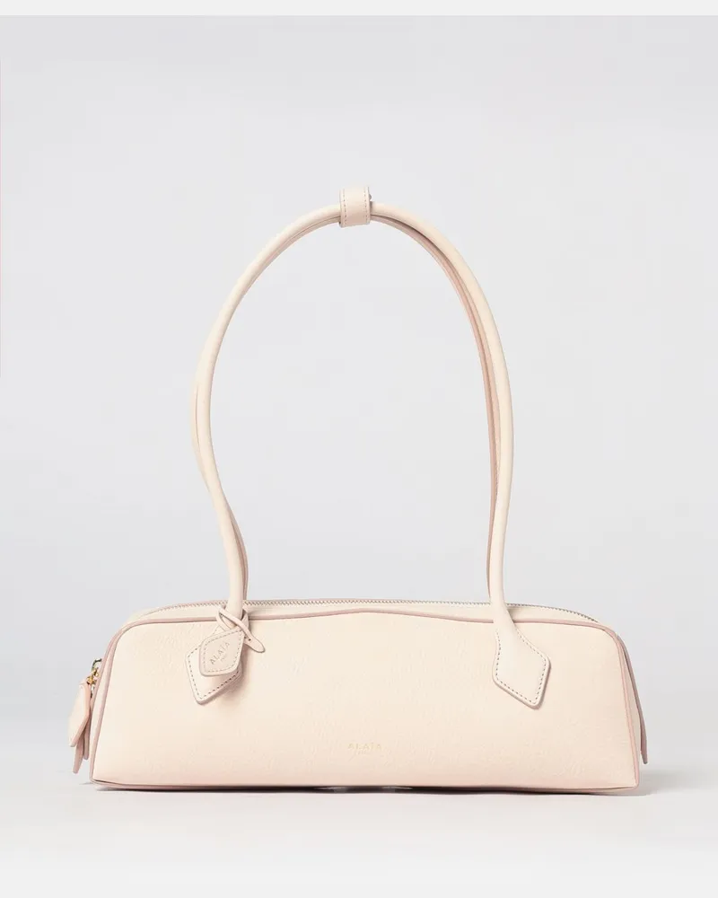 Alaïa Mittlere Le Teckel Schultertasche aus Kalbsleder und Nubuk Pink