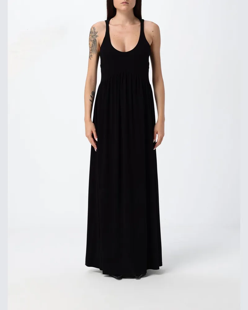 SPORTMAX Langes A-Linien-Kleid von aus Viskose-Jersey mit Cut-Outs Schwarz