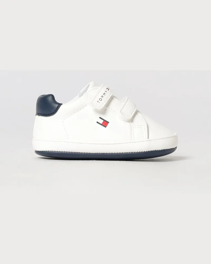 Tommy Hilfiger Monogramm-Sneaker aus Leder für Jungen mit Klettverschluss Weiß