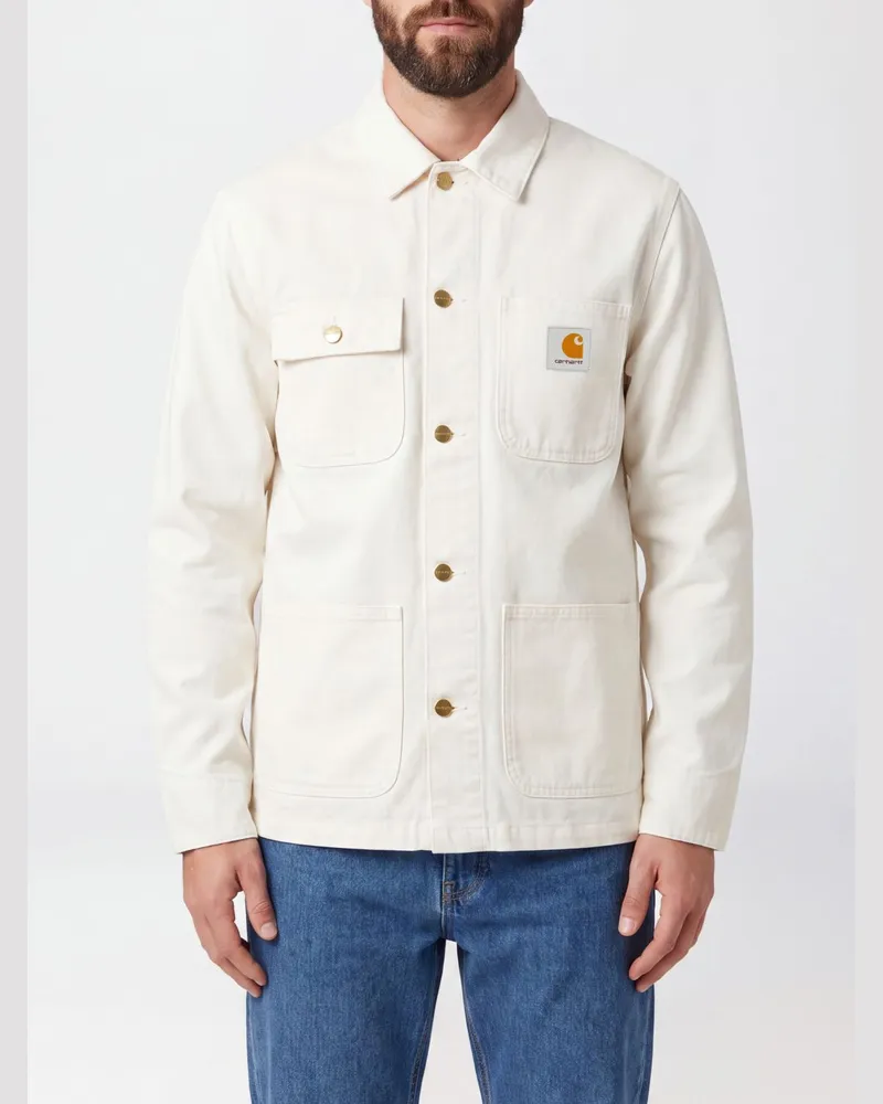 Carhartt WIP OG Michigan Hemdjacke aus Baumwolle mit aufgesetzten Taschen und Logo Weiß