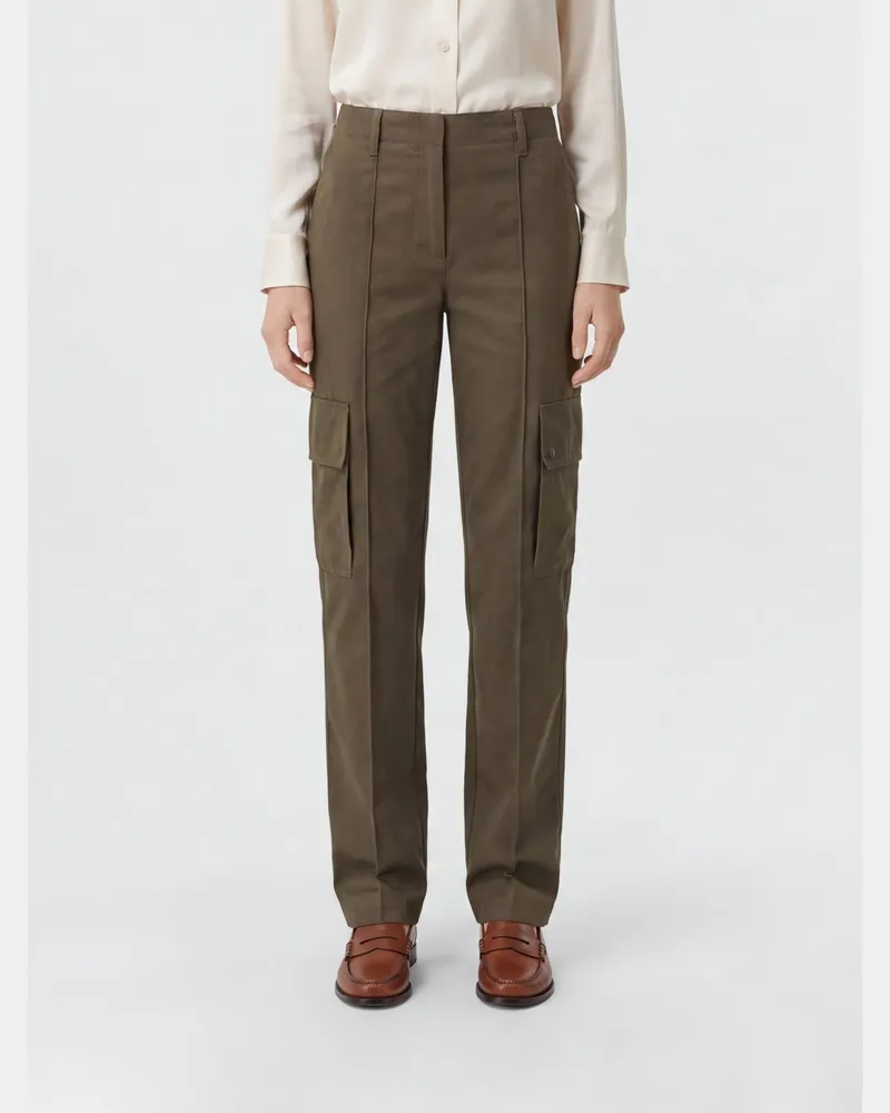 Burberry Cargo-Hose in Slim Fit mit hohem Bund aus Baumwollmischung Grün
