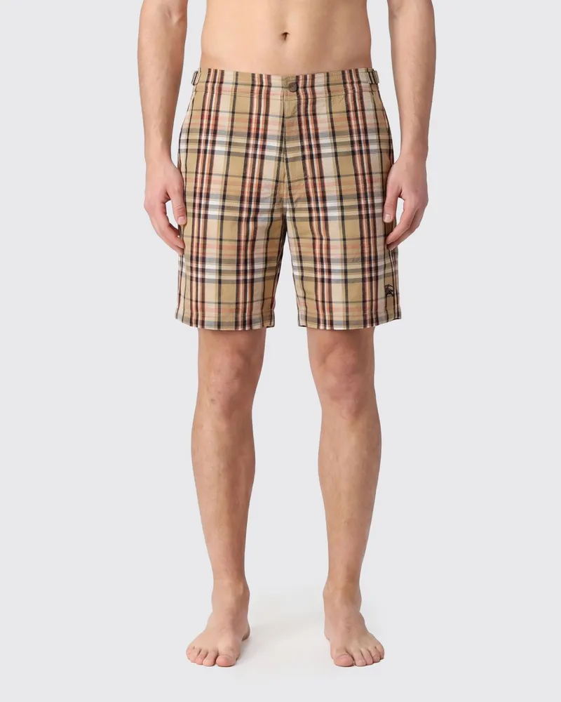 Burberry Tartan-Badeshorts mit gesticktem EKD-Logo Sand
