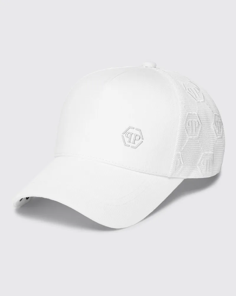 Philipp Plein Hexagon PP Baseballkappe Weiß
