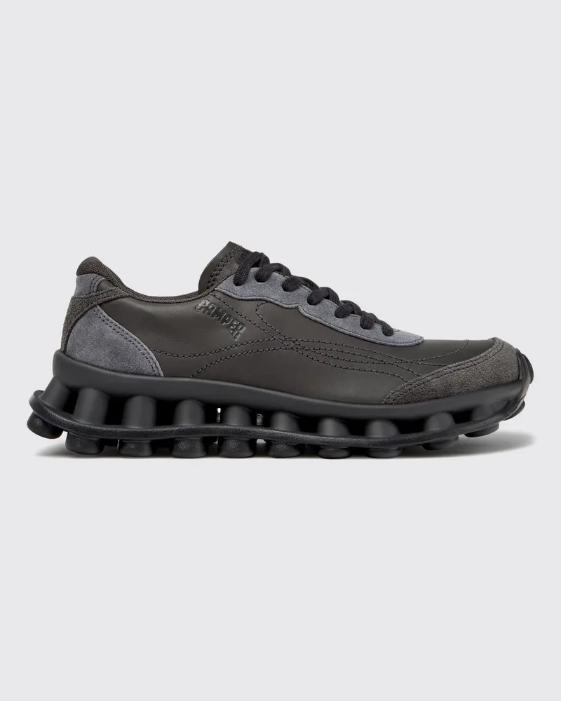 Camper Pelotissima zweifarbige Low-Top-Sneaker aus Leder und Nubuk Grau