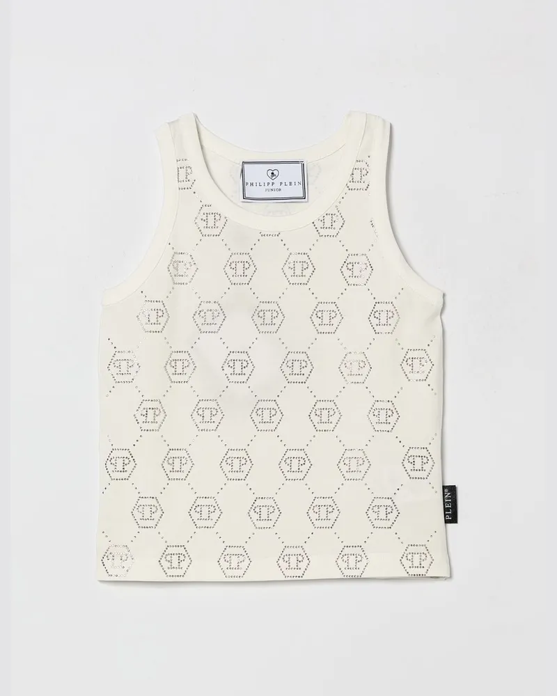 Philipp Plein Baumwoll Tanktop mit Strass Monogramm Weiß