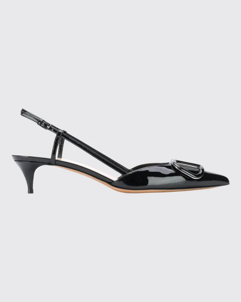 Valentino Garavani VLogo Signature Slingback-Pumps aus Lackleder mit niedrigem Absatz Schwarz