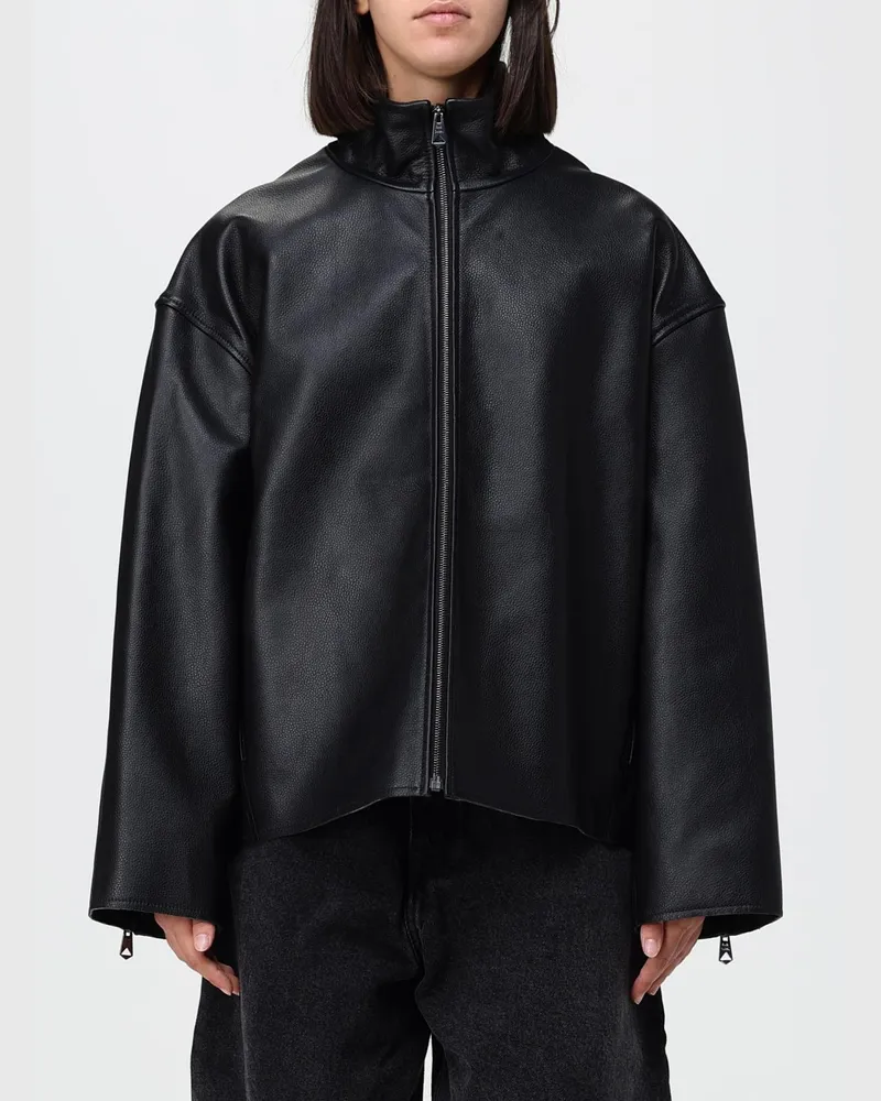 Paul Smith Kurze Lammlederjacke mit Oversized-Passform und Stehkragen Schwarz