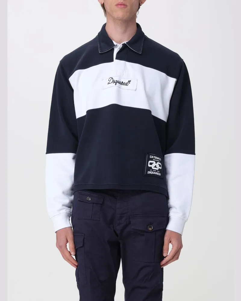 Dsquared2 Baumwoll-Rugby-Polohemd mit Logo Navy