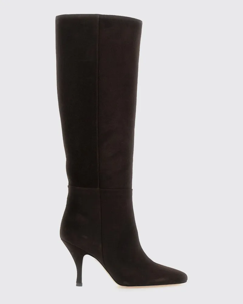 Semicouture Kniehohe Stiefel aus Wildleder mit Stilettoabsatz Braun