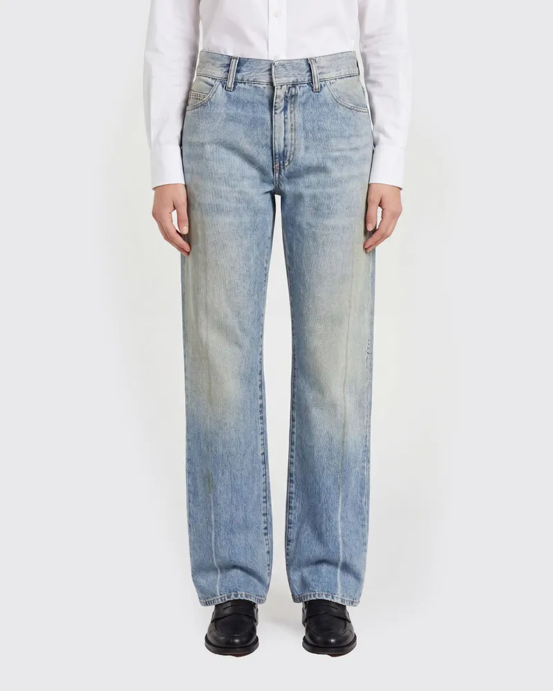 Maison Margiela High-Waist Straight-Leg-Jeans im Used-Look Blau