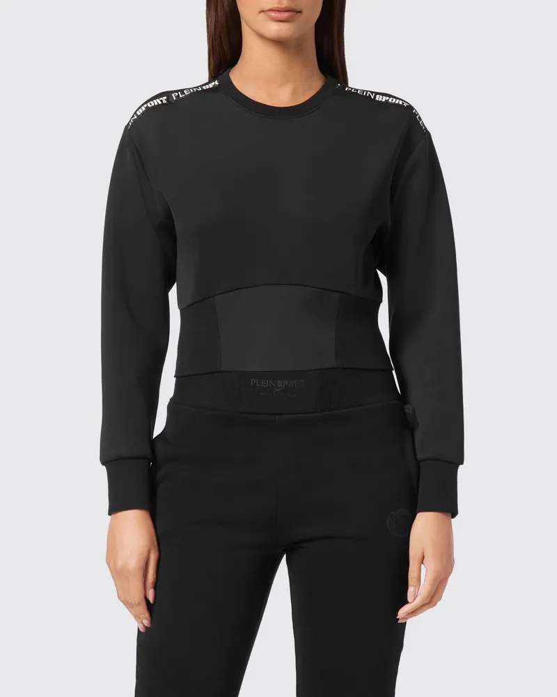 Philipp Plein Slim-Fit-Bustier-Sweatshirt aus Jersey mit langen Ärmeln Schwarz