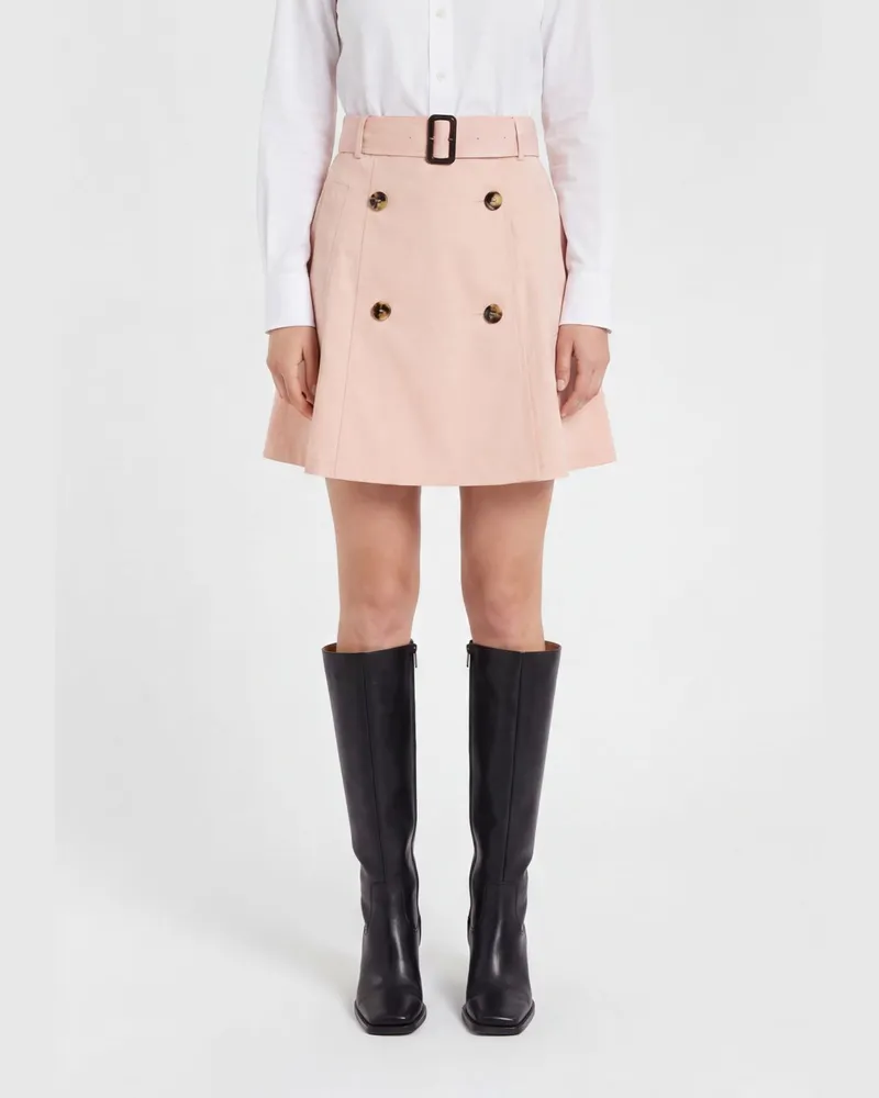 Burberry Hoch taillierter A-Linien-Minirock aus Baumwolle mit verstellbarem Gürtel Pink