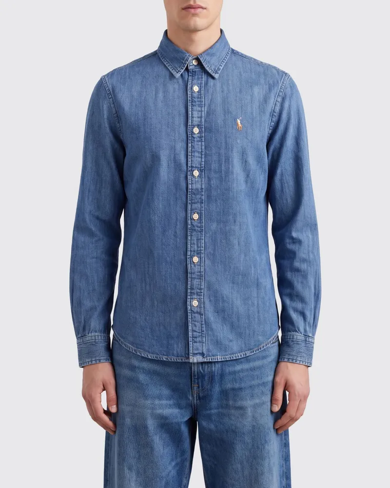 Ralph Lauren Slim-Fit-Jeanshemd aus Baumwolle mit gesticktem Pony-Logo Denim