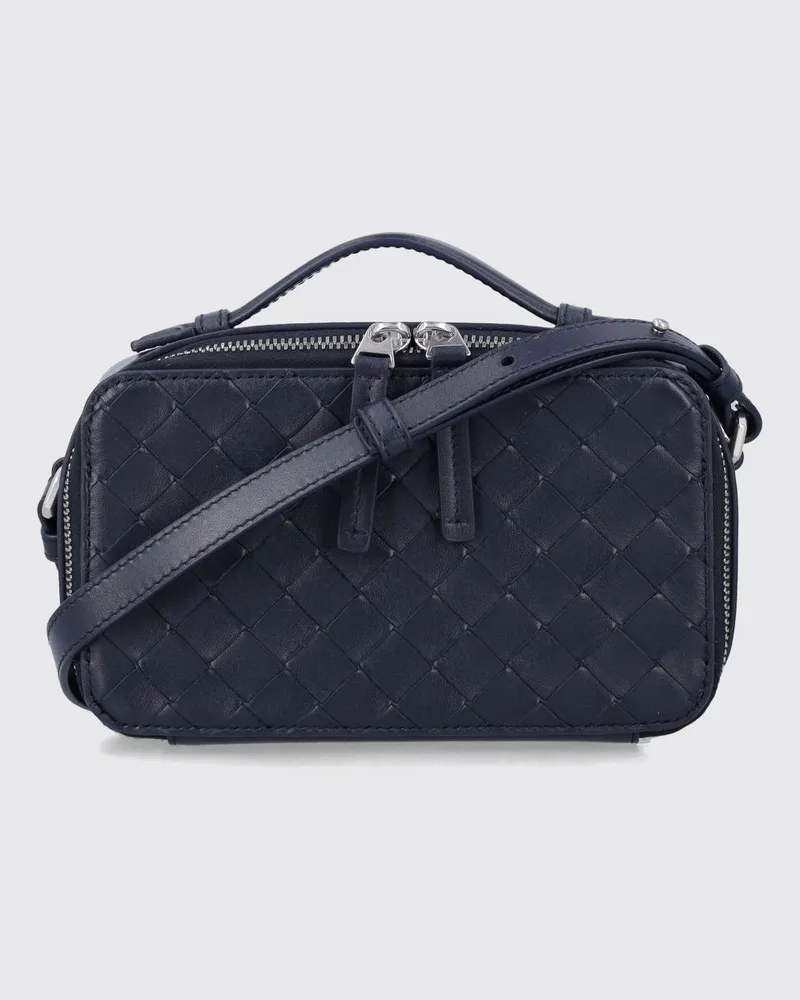 Bottega Veneta Kleine Umhängetasche aus Intrecciato-Kalbsleder Blau