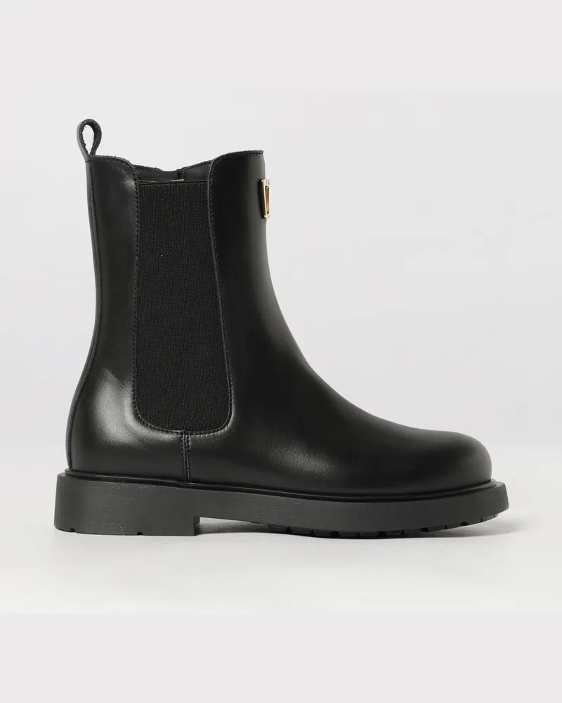 Twin-Set Chelsea-Boots aus Glattleder für Mädchen mit seitlichem Reißverschluss Schwarz