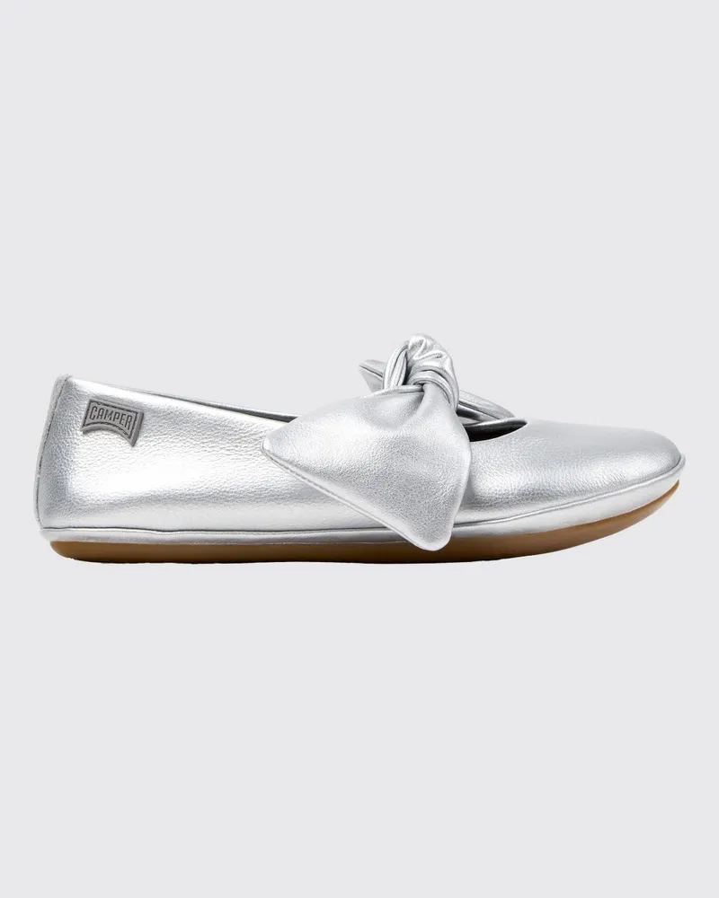 Camper Right Ballerinas für Mädchen aus laminiertem Leder mit Knotendetail Grau