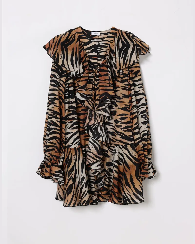 Pinko Baumwoll-Minikleid mit Animal-Print Braun