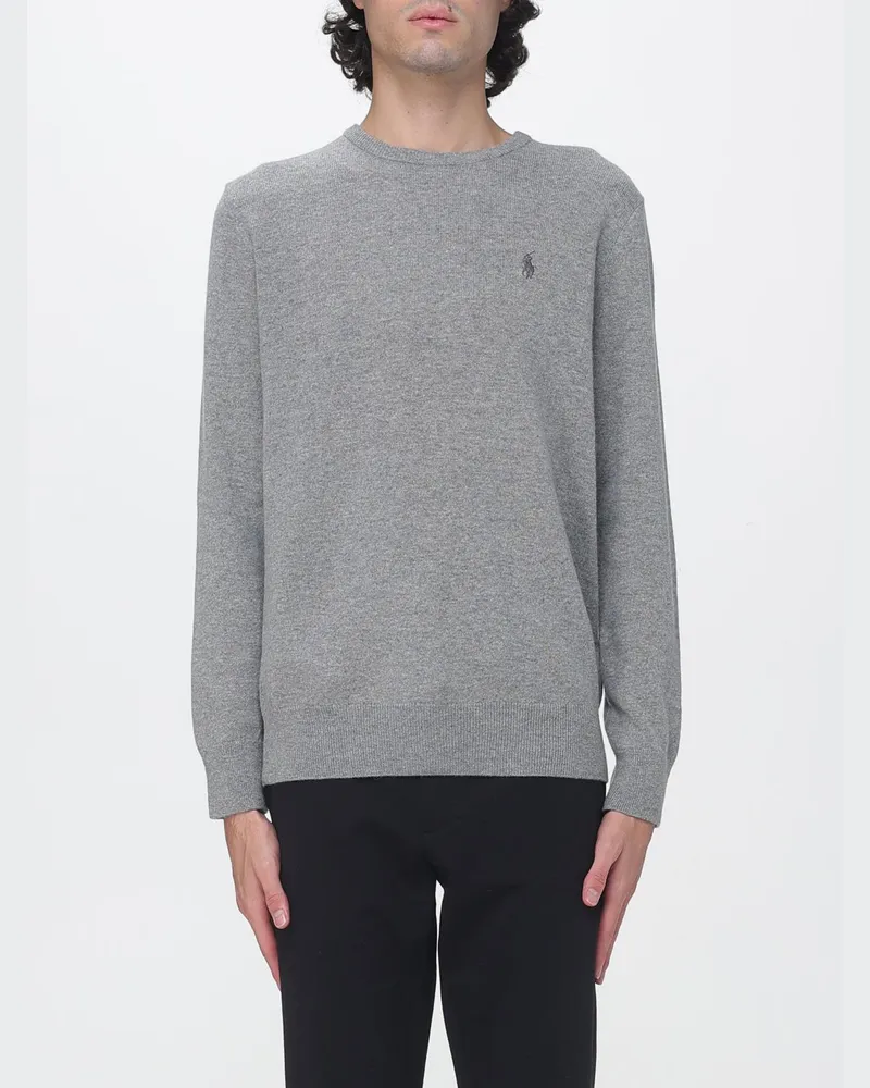 Ralph Lauren Wollpullover mit Rundhalsausschnitt und gesticktem Pony-Logo Grau