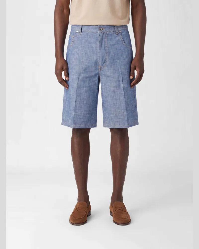 Fendi Chambray-Shorts Blau