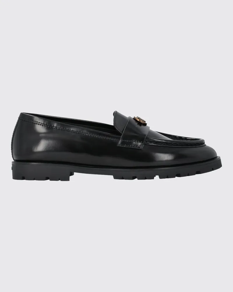 Pinko Nora Pennyloafer aus Glattleder mit Riemen und metallischem Love-Birds-Logo Schwarz