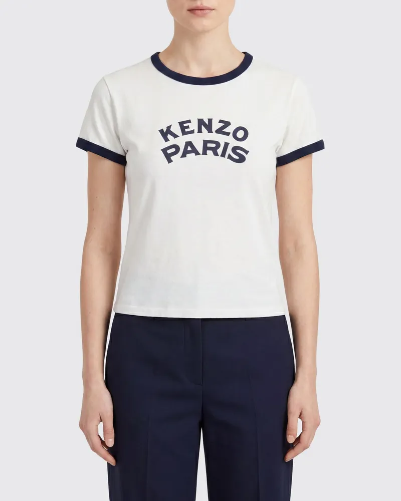 Kenzo Slim-Fit T-Shirt aus Baumwolle mit Logo und Kontrastbesatz Weiß