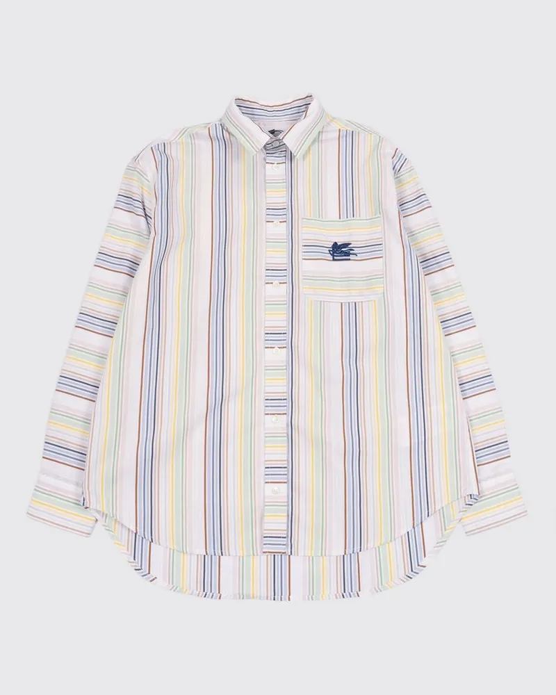Etro Mehrfarbig gestreiftes Baumwoll-Freizeithemd Ivory