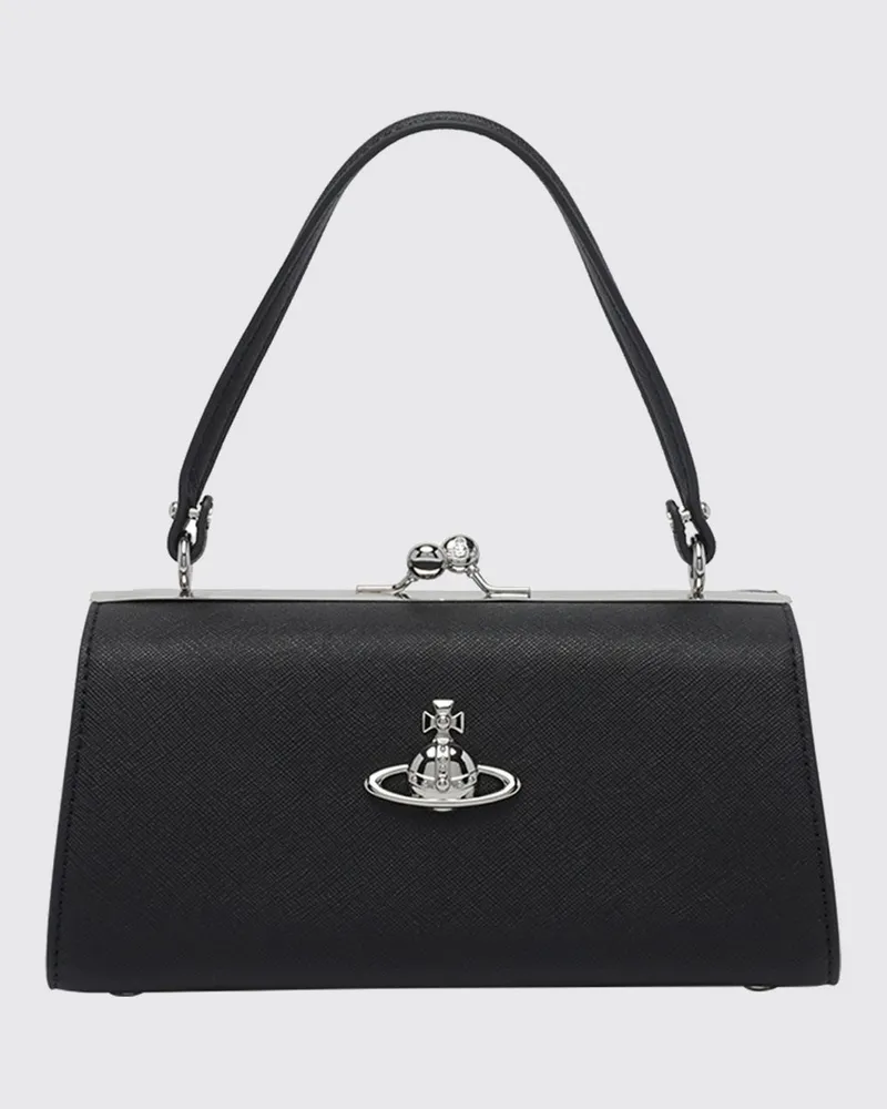 Vivienne Westwood Doll XL Mini-Handtasche aus Saffiano-Kunstleder Schwarz