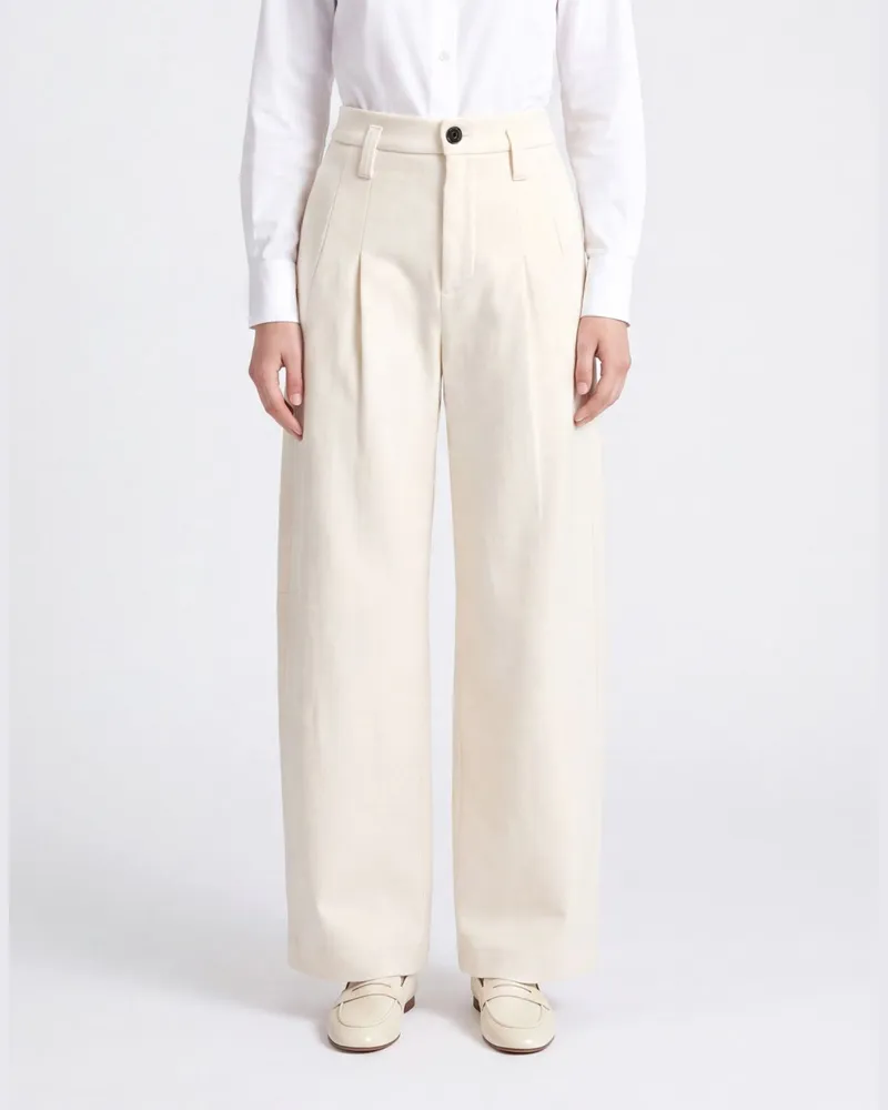 Brunello Cucinelli High-Waist Palazzo-Hose mit Monili Beige