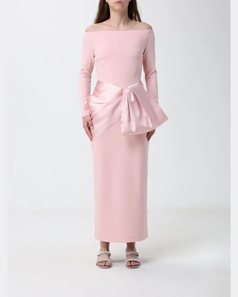 Solace London Crêpe-Midikleid Pink