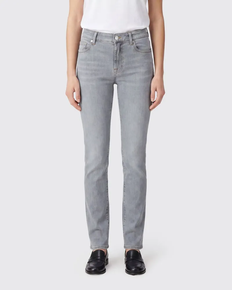 7 for all mankind Hoch taillierte Skinny-Jeans aus Stretch-Baumwolldenim Grau