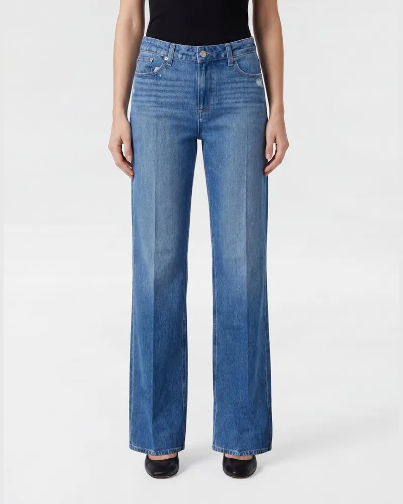 Paige Hoch taillierte Palazzo-Jeans aus Baumwoll- und Lyocell-Denim Blau