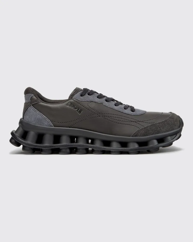 Camper Pelotissima Sneakers aus Leder und Nubukleder mit abstraktem zweifarbigem Design Grau