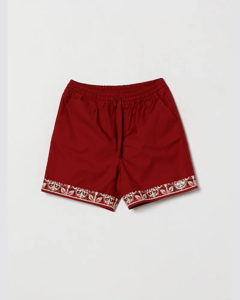 Dolce & Gabbana DOLCE  GABBANA Dolce & Gabbana Shorts für Jungen aus Baumwolle mit Majolika-Print Rot
