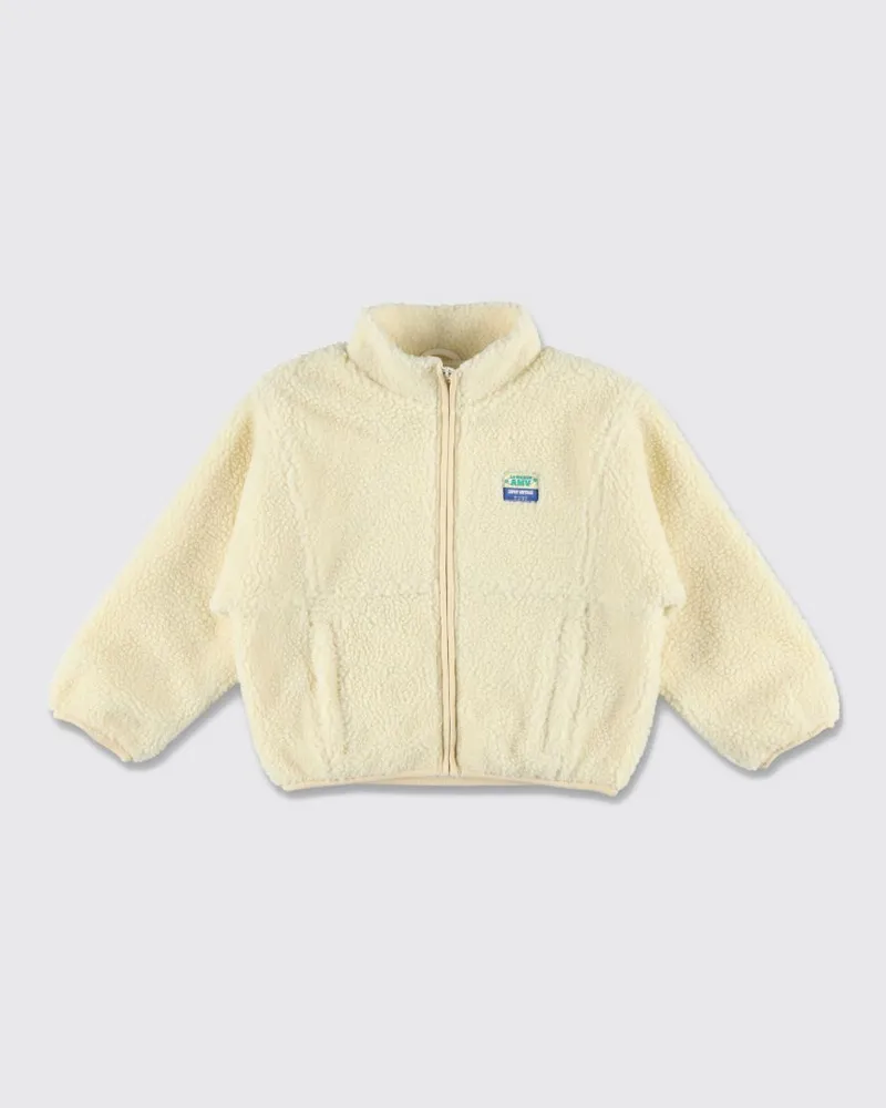 American Vintage Jungen-Jacke aus recyceltem Fleece mit Stehkragen und Reißverschluss Beige