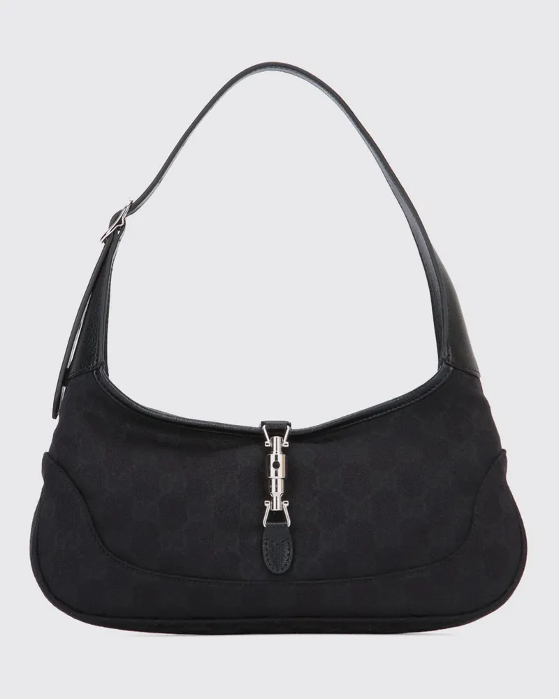 Gucci Jackie Slim Schultertasche aus Jacquard-Stoff mit GG-Monogramm Schwarz