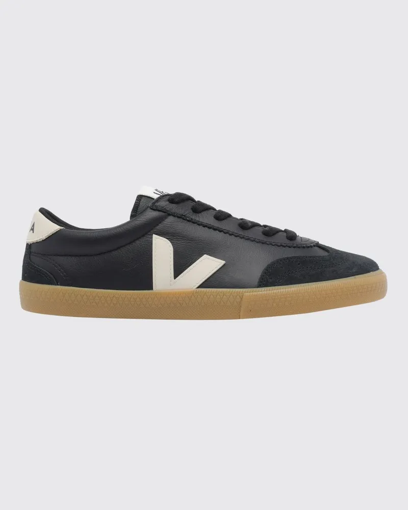 VEJA Volley Low-Top-Sneaker aus O.T.-Leder mit Kontrast-Logo Schwarz
