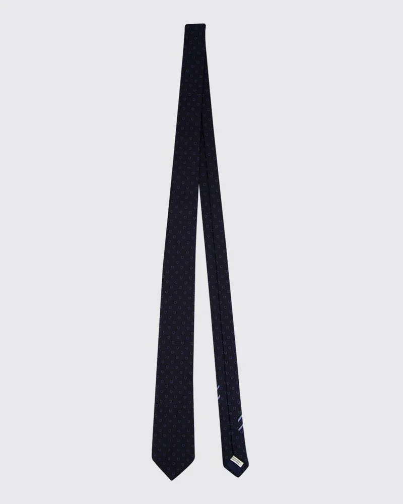 Ferragamo Seidenkrawatte aus Bio-Seide mit Gancini-Monogramm Blau