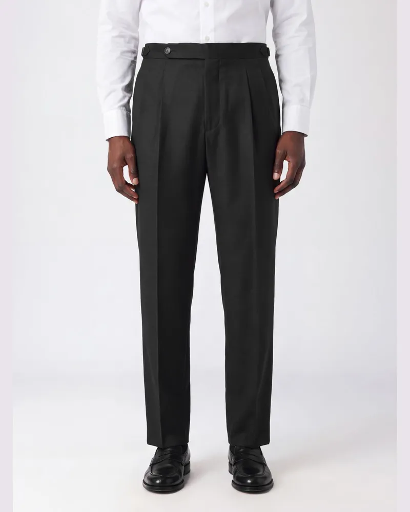 HUGO BOSS Slim Fit Anzughose aus Schurwolle mit Bundfalten und mittlerer Leibhöhe Schwarz