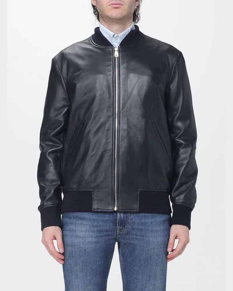 Paul Smith Bomberjacke aus glattem Lammleder mit Reißverschluss Navy